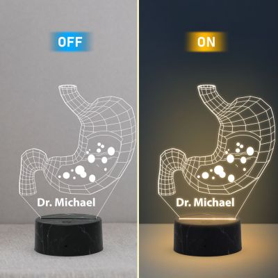 Personalized Led Night Lamp 3D Illusion Stomach Lamp Customized with Name Gastroenterologists Doctor Gifts